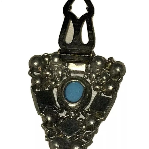 Vintage Faux Turquoise Art Deco Dress Clip - Picture 6 of 8